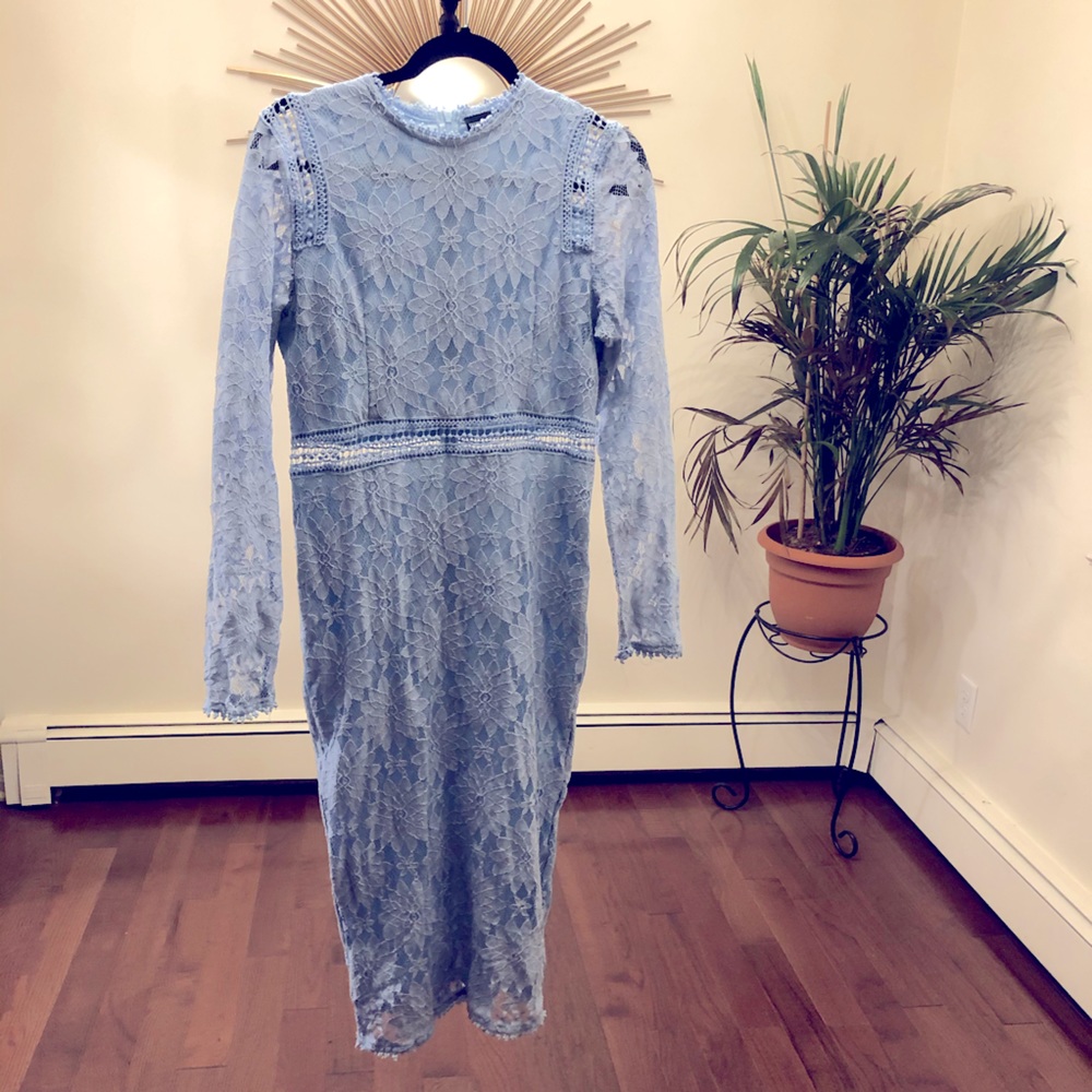 PLT Crochet Floral Dress Baby Blue Sz 10